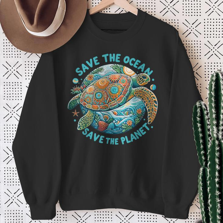 Save The Ocean Save The Planet Cute Sea Turtle Sweatshirt Gifts for Old Women