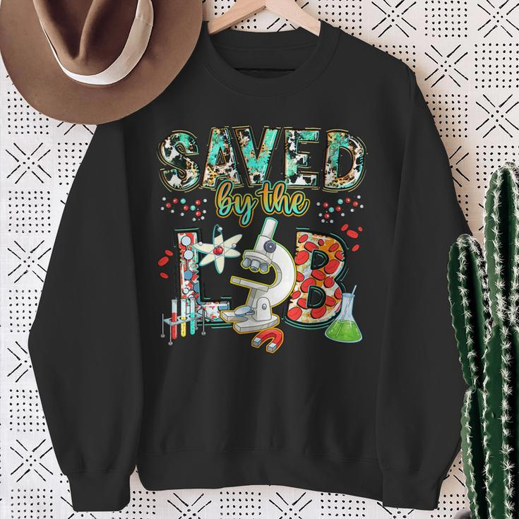 Saved By The Lab Week Medical Laboratory Science Professor Sweatshirt Gifts for Old Women
