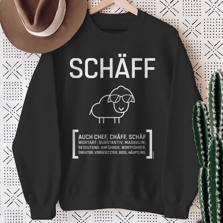 Schäff Chef Lustig Fun Spruch Schaf Sonnenbrille Sweatshirt Geschenke für alte Frauen