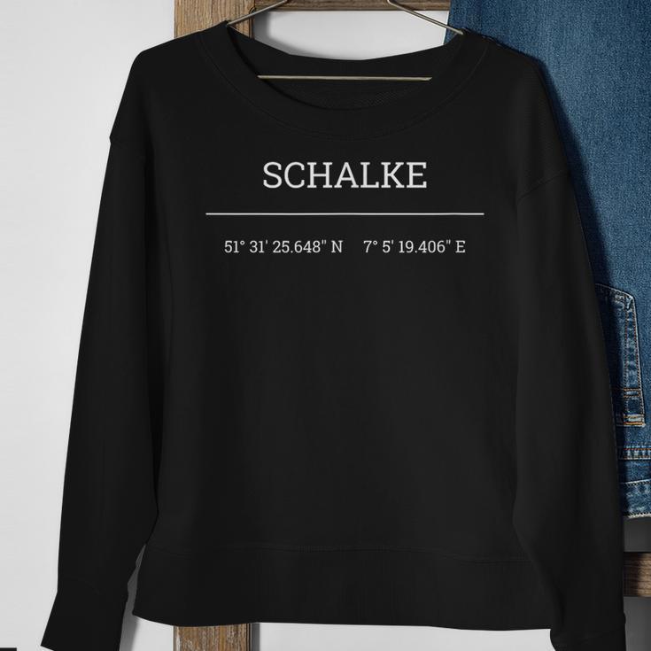 Schalke Koordinaten Design Schwarzes Sweatshirt für Fans Geschenke für alte Frauen