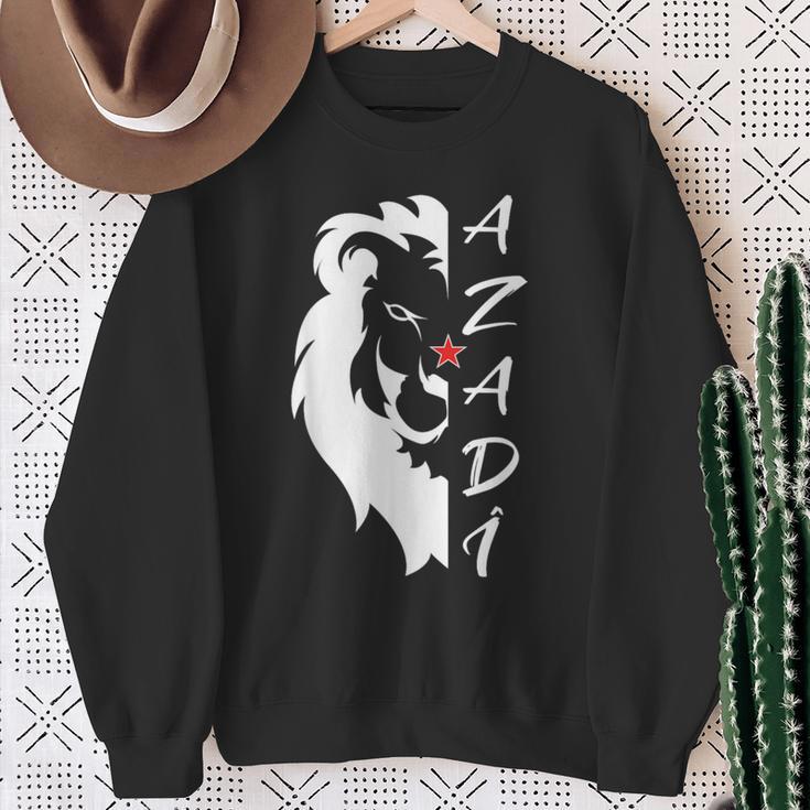 Schwarzes Löwen-Azadi Sweatshirt mit einzigartigem Grafikdruck Geschenke für alte Frauen