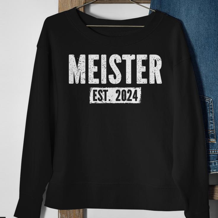 Schwarzes Sweatshirt Meister EST. 2024, Vintage Schriftzug Design Geschenke für alte Frauen