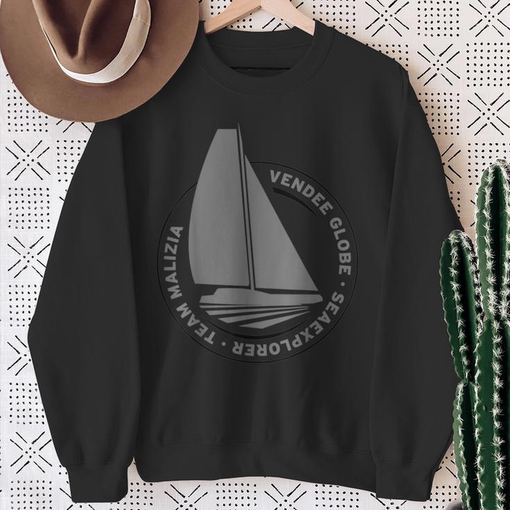 Schwarzes Sweatshirt mit Segelboot-Design, Vendee Globe Herausforderung Geschenke für alte Frauen