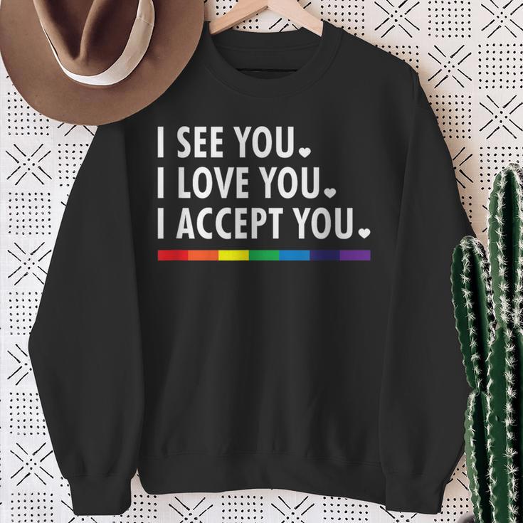 I See I Love You I Accept You Lgbtq Ally Gay Pride Sweatshirt Gifts for Old Women