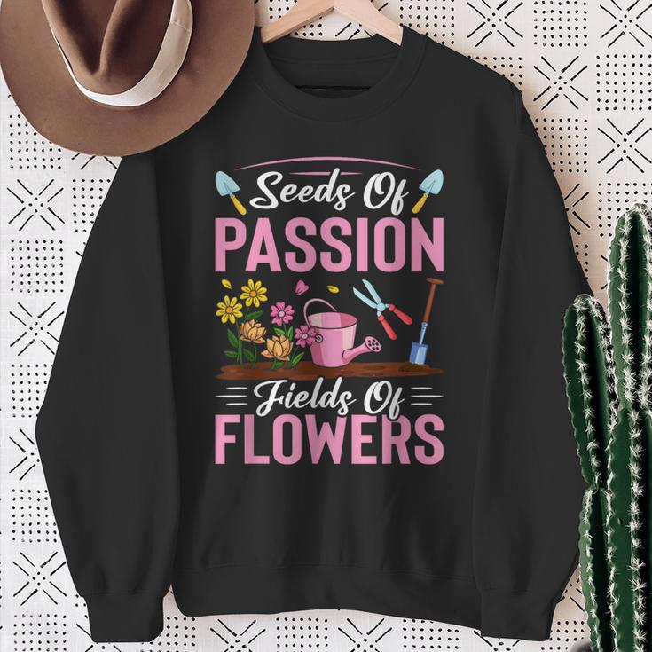 Seed Of Flowers-Fields Of Flowers Gardener Trimmer Landscape Sweatshirt Gifts for Old Women