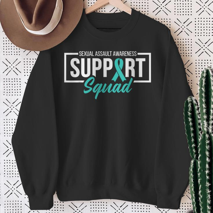 Sexual Assault Awareness Support Squad I Wear Teal Ribbon Sweatshirt Gifts for Old Women