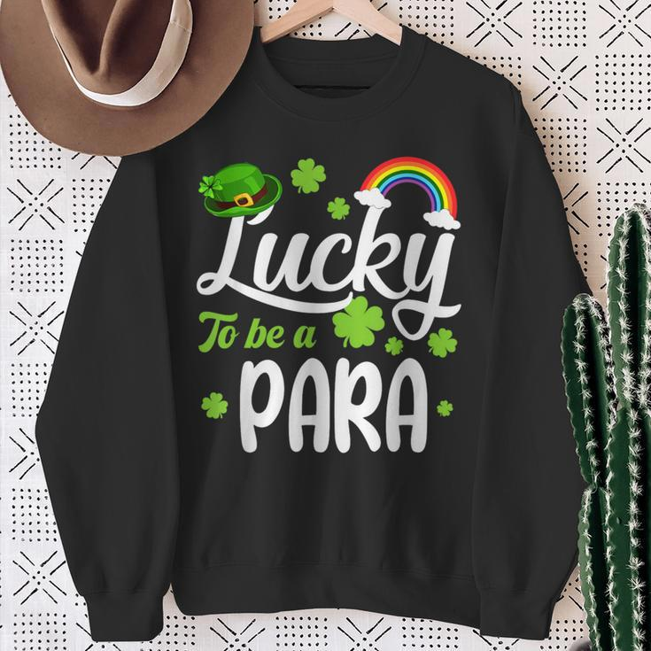 Shamrocks Lucky To Be A Para Happy St Patrick's Day Sweatshirt Gifts for Old Women