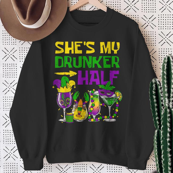 She's My Drunker Half Mardi Gras Matching Couple Boyfriend Sweatshirt Gifts for Old Women