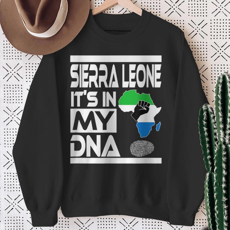 Sierra Leone It's In My Dna With Flag Africa Map Raised Fist Sweatshirt Gifts for Old Women