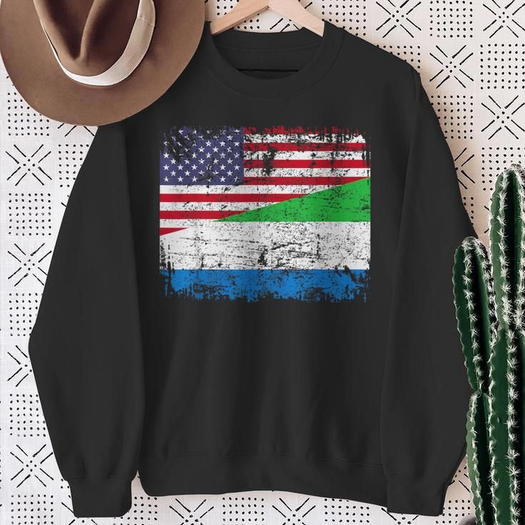 Sierra Leonean Roots Half American Flag Sierra Leonean Sweatshirt Gifts for Old Women