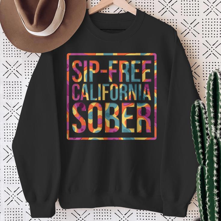 Sip Free California Sober Recovery Legal Implications Retro Sweatshirt Gifts for Old Women