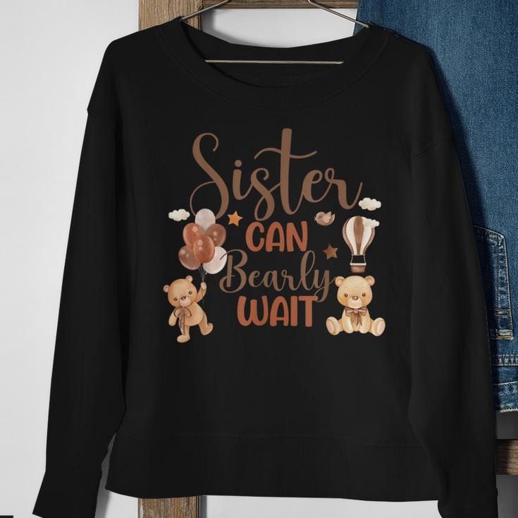 Sister Can Bearly Wait Bear Gender Neutral Boy Baby Shower Sweatshirt Gifts for Old Women