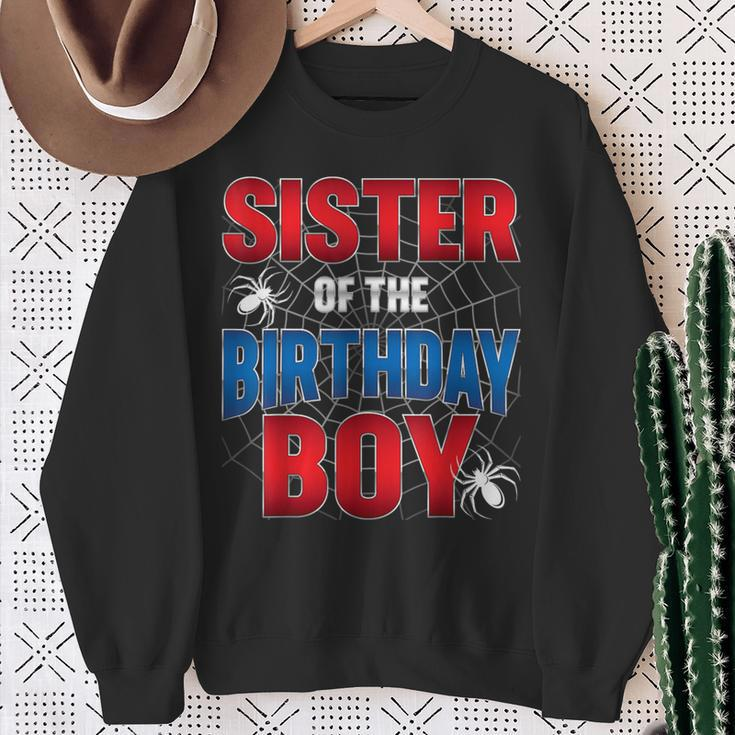 Sister Of The Birthday Boy Costume Spider Web Birthday Party Sweatshirt Gifts for Old Women