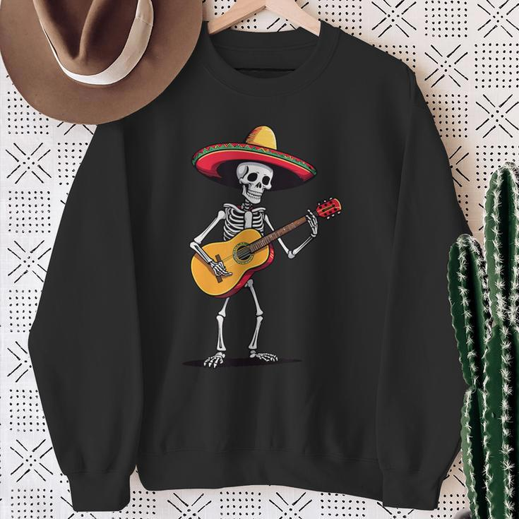 Skeleton Mexico Guitar Music Fiesta Cinco De Mayo Sweatshirt Gifts for Old Women