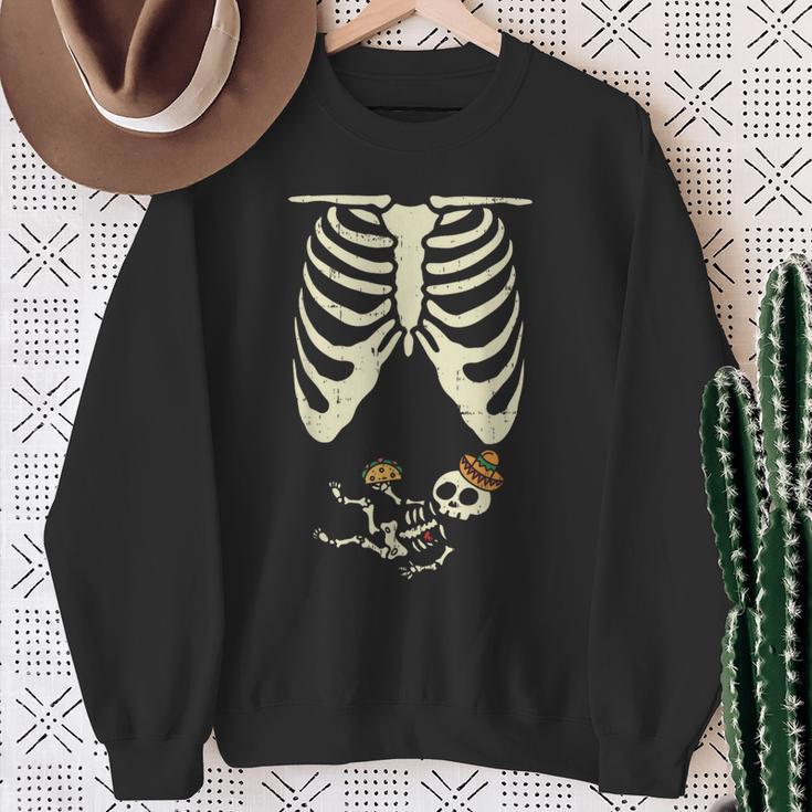 Skeleton Pregnancy Announcement Mexican Baby Reveal Shower Sweatshirt Gifts for Old Women