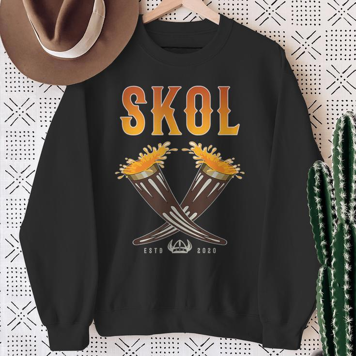 Skol Vikings Drinking Horn Nordic Scandinavia Sweatshirt Gifts for Old Women