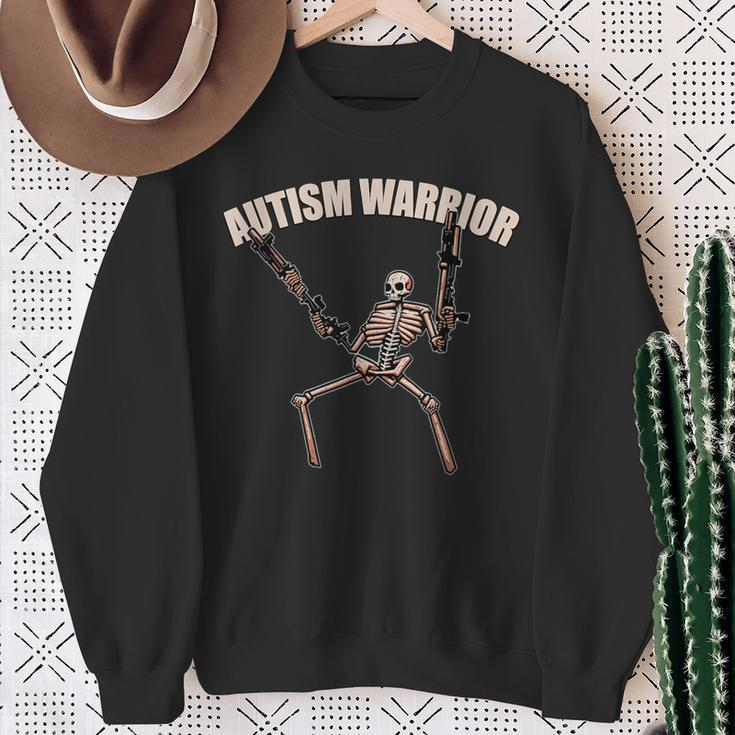 Skull Autism Warrior Autism Skeleton Meme Autism Awareness Sweatshirt Gifts for Old Women