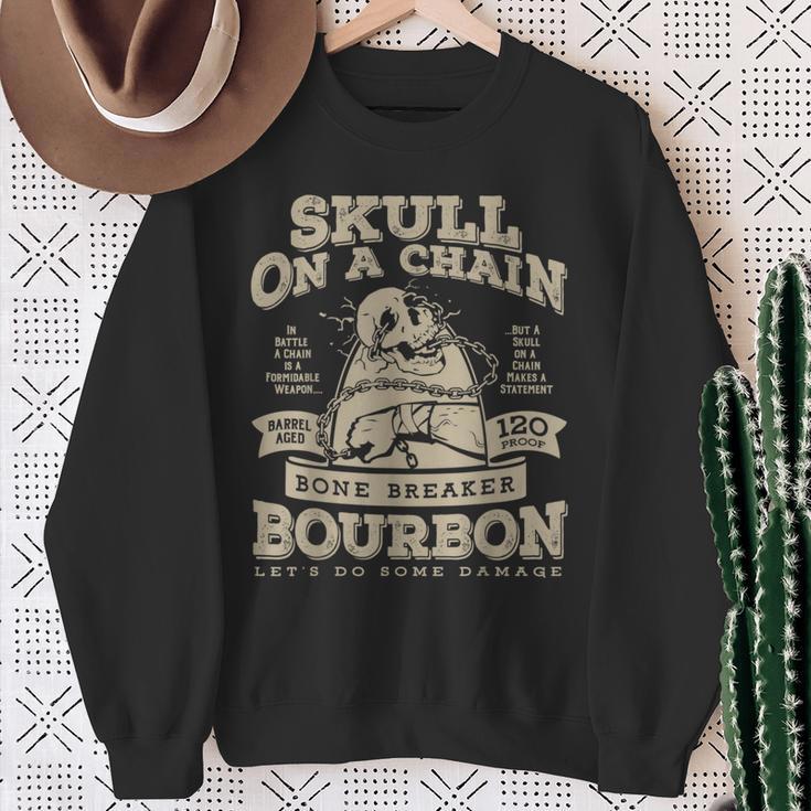 Skull On A Chain Bone Breaker Bourbon Sweatshirt Gifts for Old Women