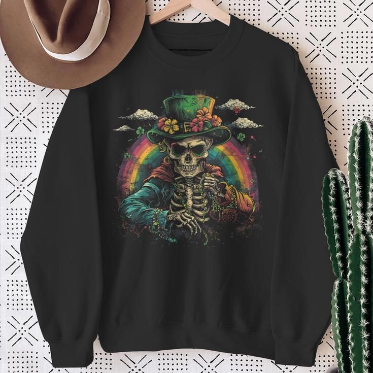 Skull Skeleton Leprechaun St Patrick's Day Saint Paddy's Sweatshirt Gifts for Old Women