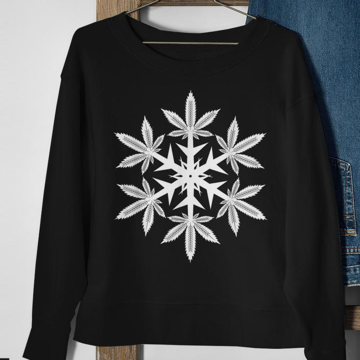 Snowflake Weed Marijuana Leaf Christmas Pajama Sweatshirt Gifts for Old Women