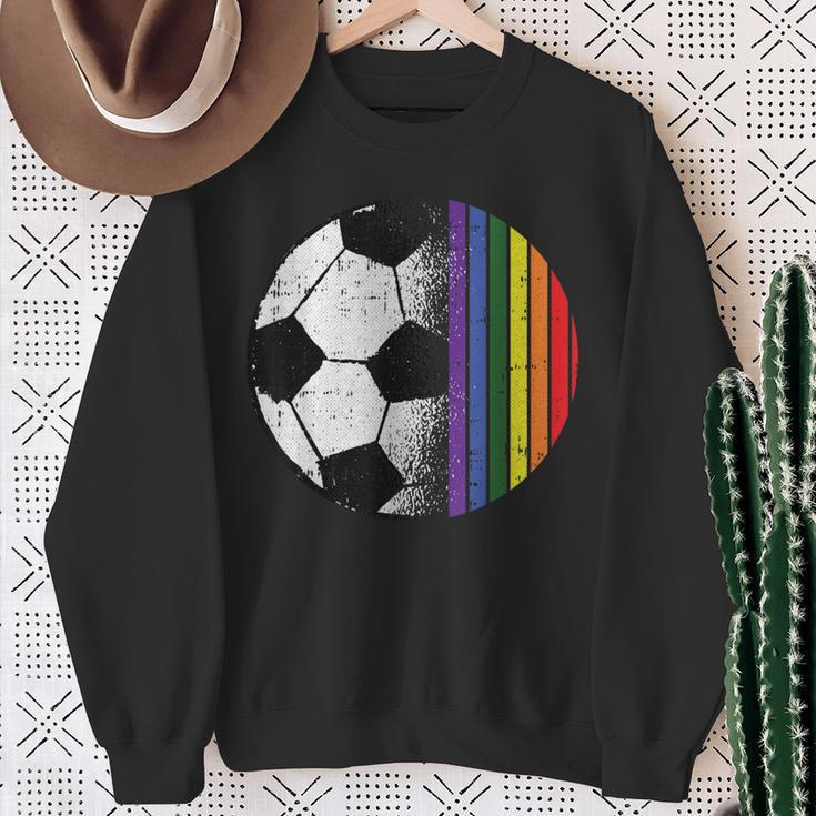 Soccer Ball Lgbt-Q Gay Pride Flag Sport Fan Player Ally Sweatshirt Gifts for Old Women