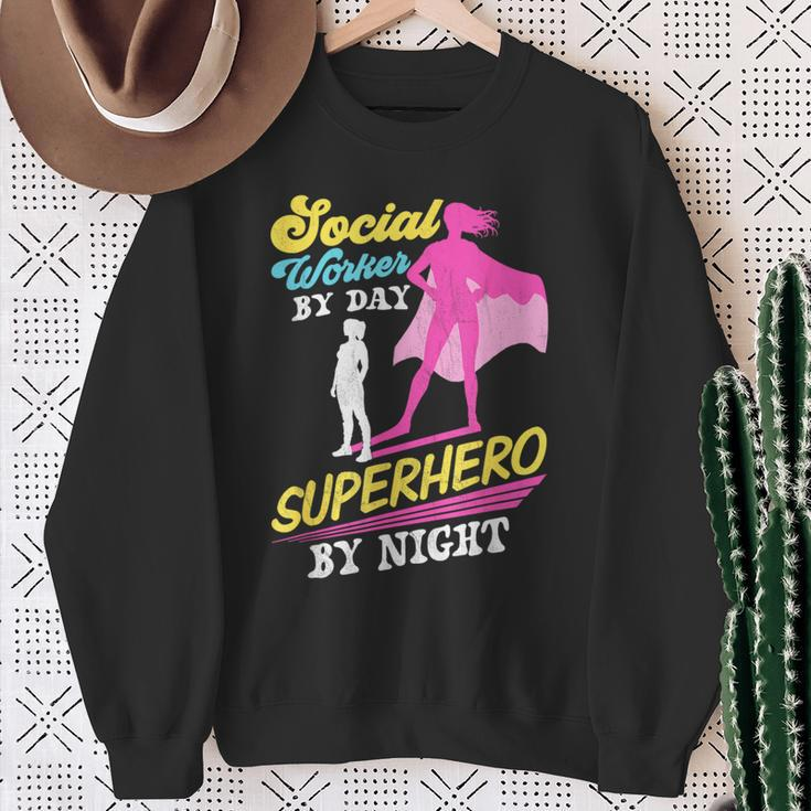 Social Worker By Day Superhero By Night Work Job Social Sweatshirt Gifts for Old Women