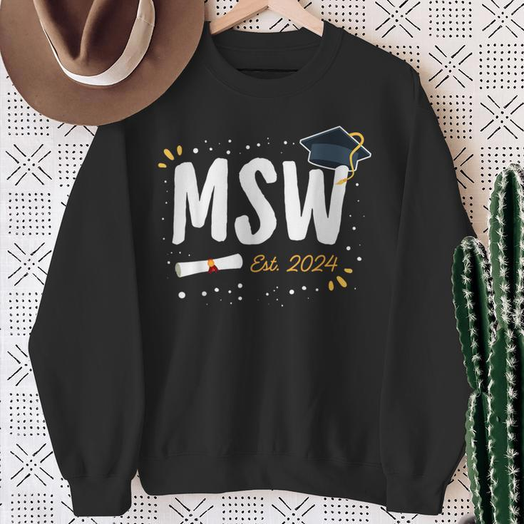 Social Worker Graduation Msw Grad Idea Est 2024 Women Sweatshirt Gifts for Old Women