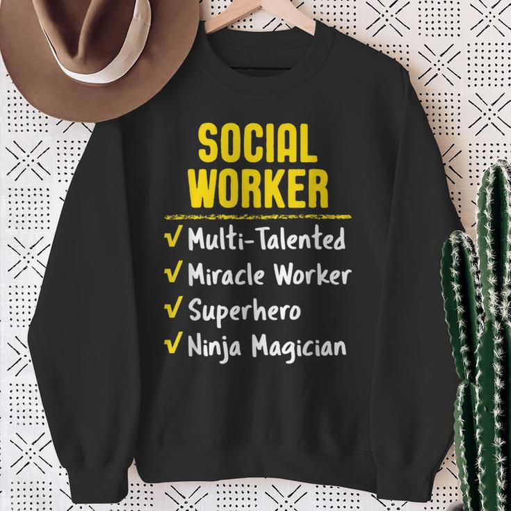 Social Worker Miracle Worker Superhero Ninja Job Sweatshirt Gifts for Old Women