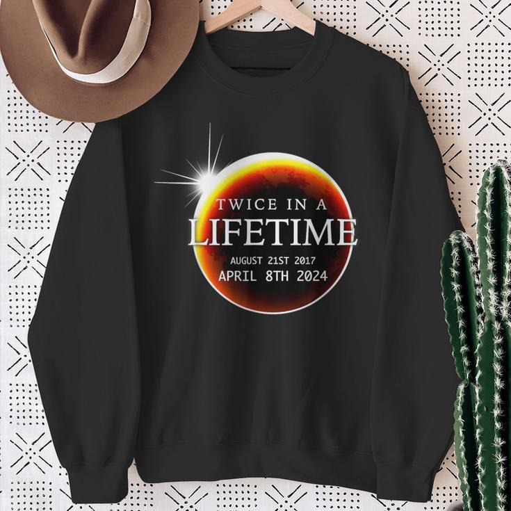 Solar Eclipse 040824 Twice In A Lifetime Moon Phases Sweatshirt Gifts for Old Women