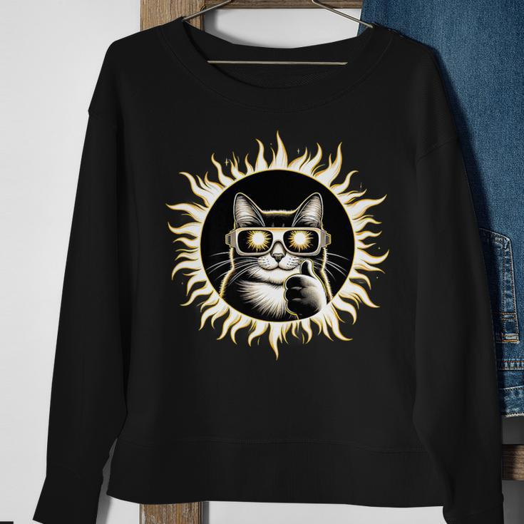 Solar Eclipse 2024 Cat In Solar Glasses Sweatshirt Gifts for Old Women