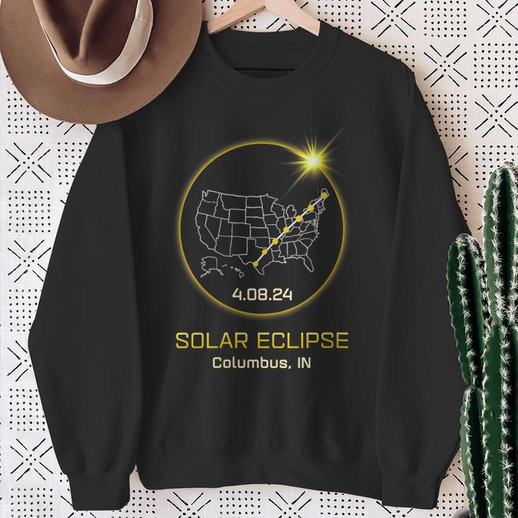Solar Eclipse 2024 Columbus In Indiana Totality Eclipse Sweatshirt Gifts for Old Women