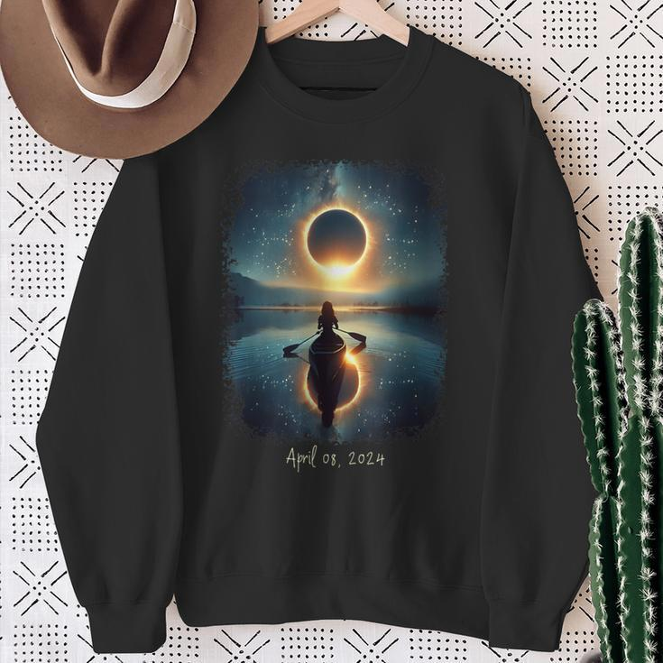Solar Eclipse 2024 Lake Reflections Solar Eclipse Sweatshirt Gifts for Old Women