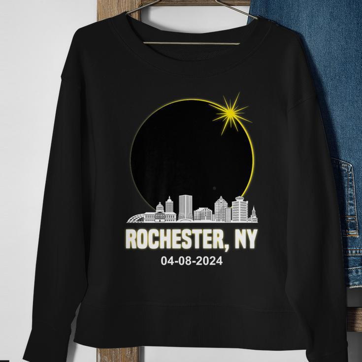 Solar Eclipse 2024 Rochester Skyline New York Solar Eclipse Sweatshirt Gifts for Old Women