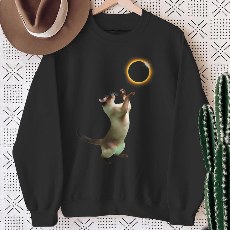 Solar Eclipse 2024 Siamese Cat America Totality Sweatshirt Gifts for Old Women