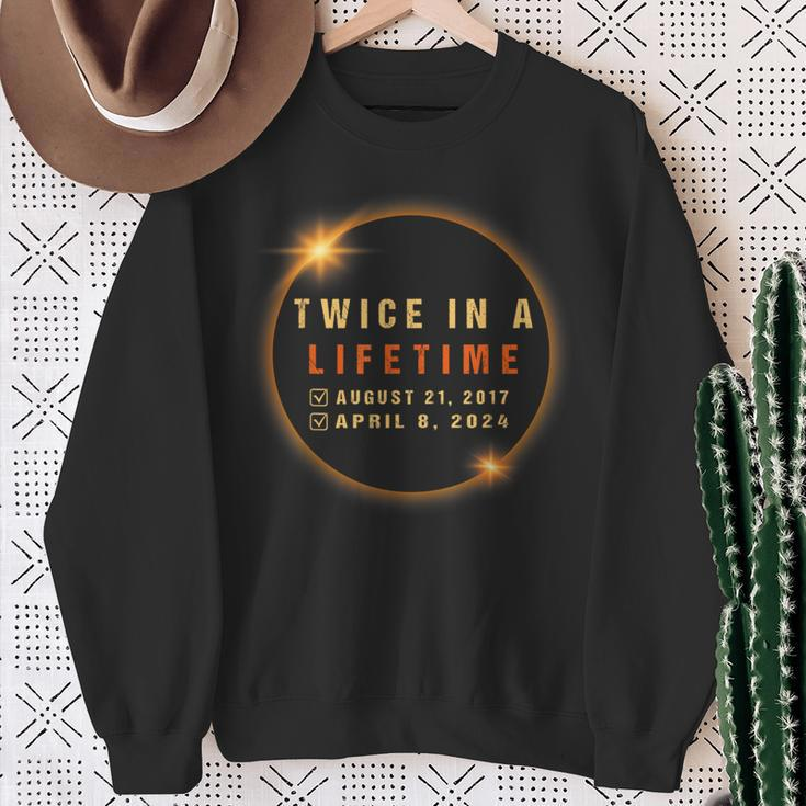 Solar Eclipse 4-8-24 Twice In A Lifetime Total Solar Eclipse Sweatshirt Gifts for Old Women