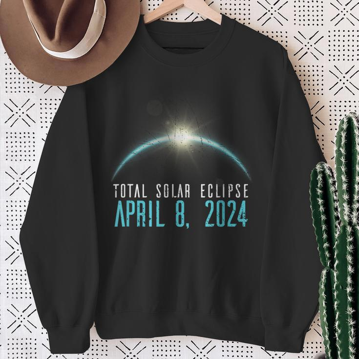 Solar Eclipse 40824 Totality 2024 Astronomy Blue Grunge Sweatshirt Gifts for Old Women