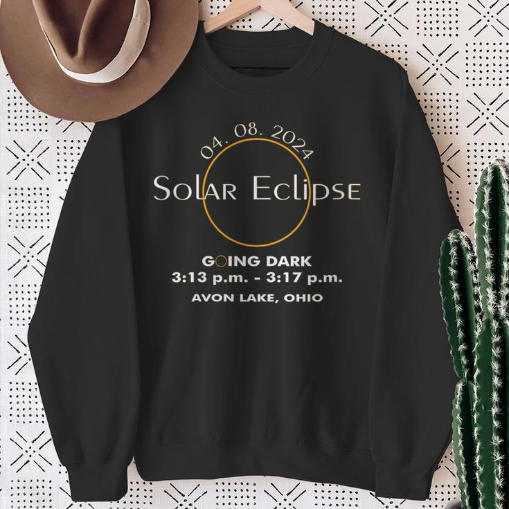 Solar Eclipse April 2024 Family Travel Souvenir Avon Lake Oh Sweatshirt Gifts for Old Women