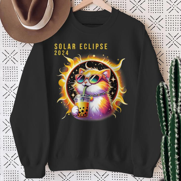 Solar Eclipse April 8 2024 Astronomy Kawaii Cat Lover Sweatshirt Gifts for Old Women