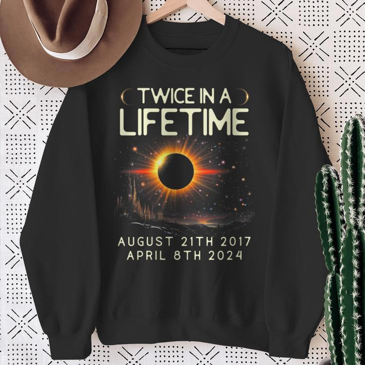 Solar Eclipse Astronomy Twice In Lifetime 2024 Solar Eclipse Sweatshirt Gifts for Old Women