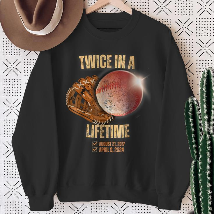Solar Eclipse Baseball Twice In Lifetime 2024 Sweatshirt Gifts for Old Women