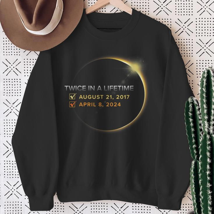 Solar Eclipse Total Solar Eclipse 2024 Twice In A Lifetime Sweatshirt Gifts for Old Women