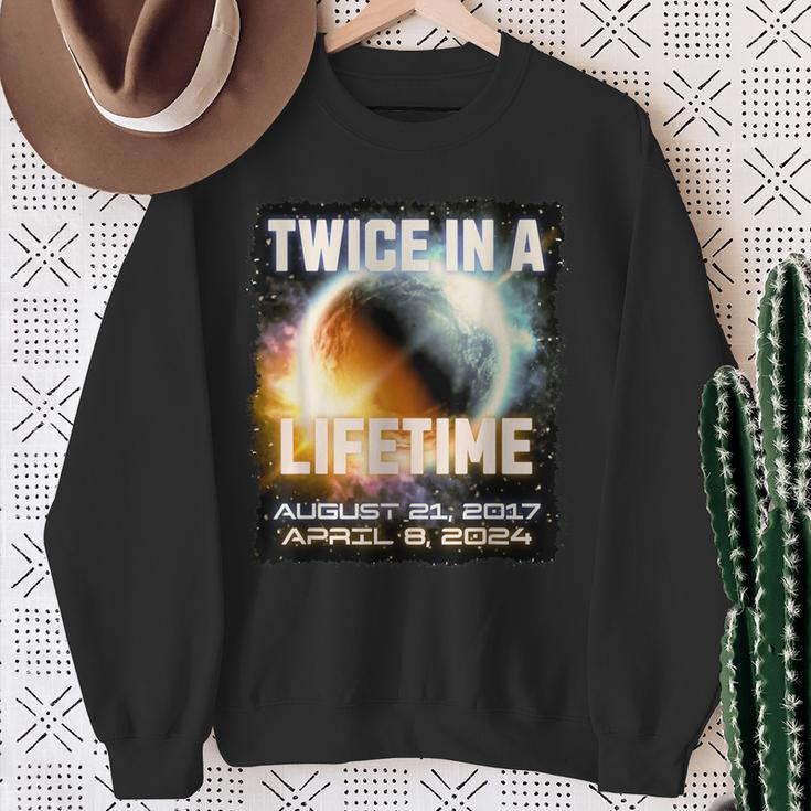 Solar Eclipse Twice In Lifetime 2024 Solar Eclipse Astronomy Sweatshirt Gifts for Old Women