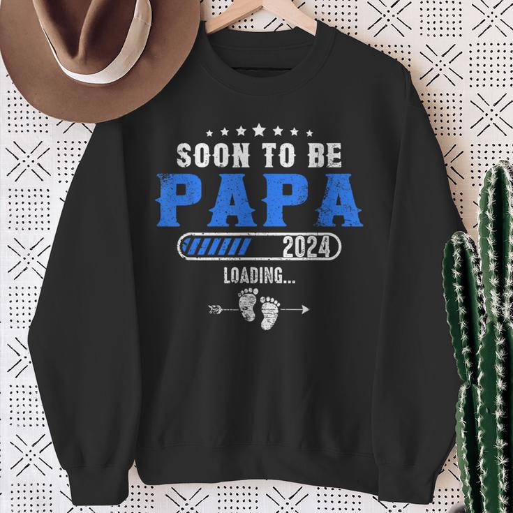 Soon To Be Papa Est 2024 Retroatertag New Daddy Sweatshirt Geschenke für alte Frauen