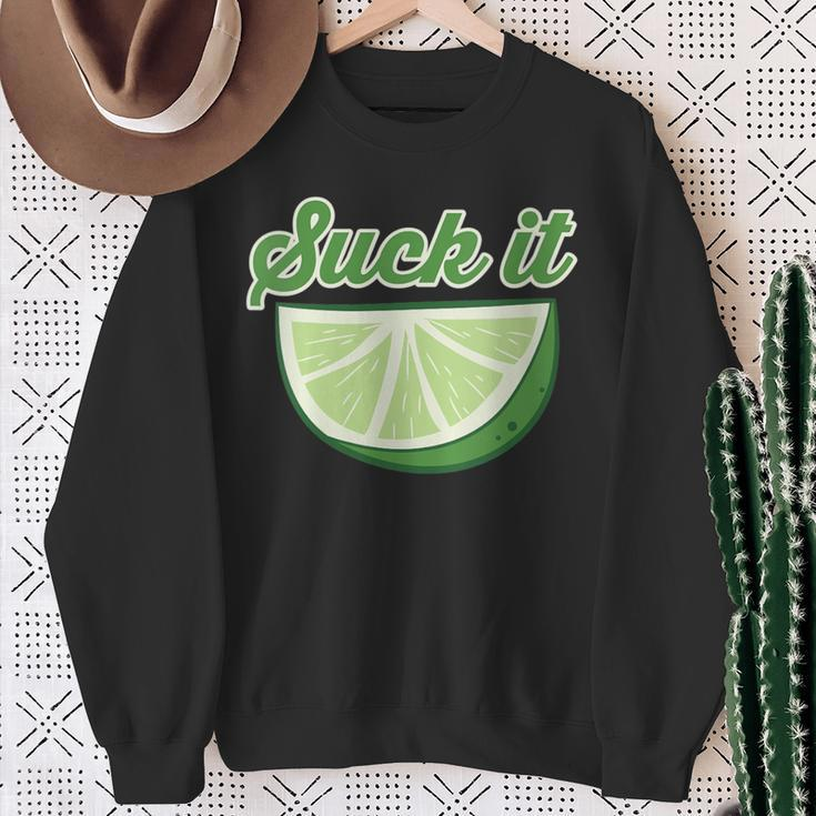 Sour Lime Suck It Citrus Lime Sweatshirt Gifts for Old Women