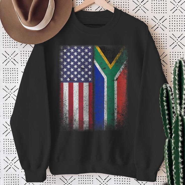 South African American Flag South Africa Usa America Sweatshirt Gifts for Old Women