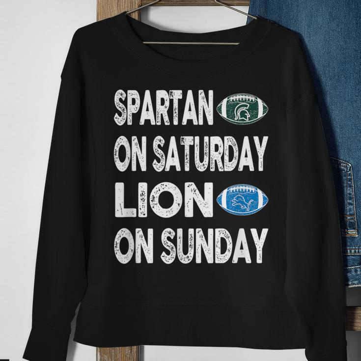 Spartan On Saturday Lion On Sunday Detroit Vintage Fun Sweatshirt Gifts for Old Women