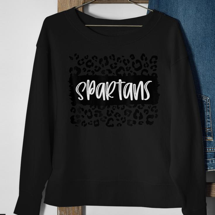 Spartans Team Mascot School Spirit Game Night Leopard Print Sweatshirt Gifts for Old Women
