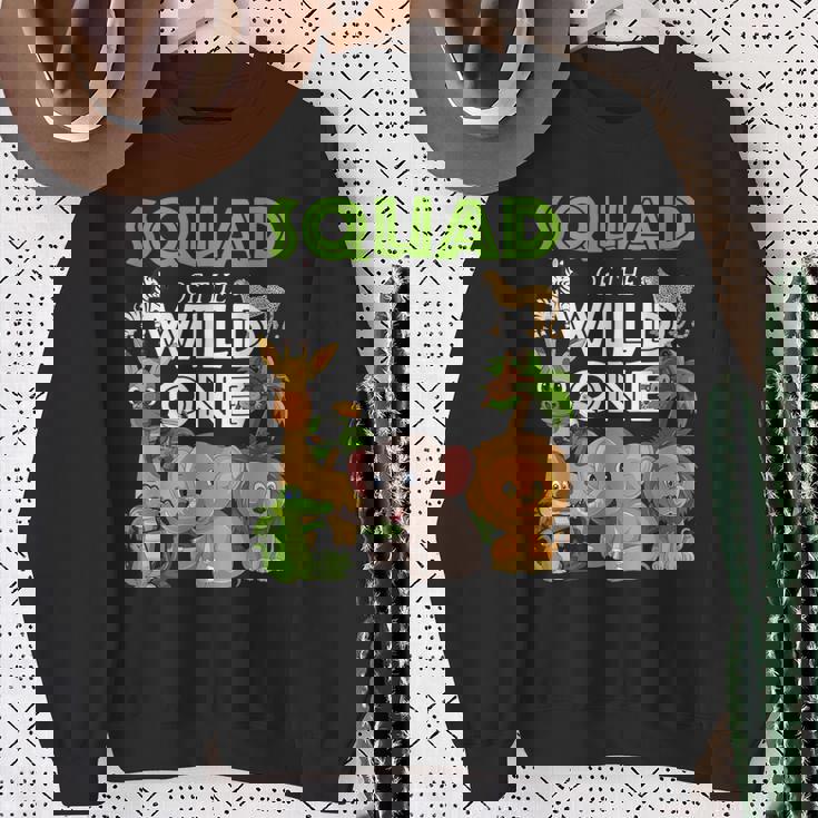 Squad Of The Wild One Zoo Birthday Safari Jungle Animal Sweatshirt Gifts for Old Women