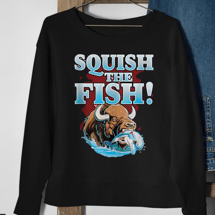 Squish The Fish Bison Buffalo Sweatshirt Gifts for Old Women