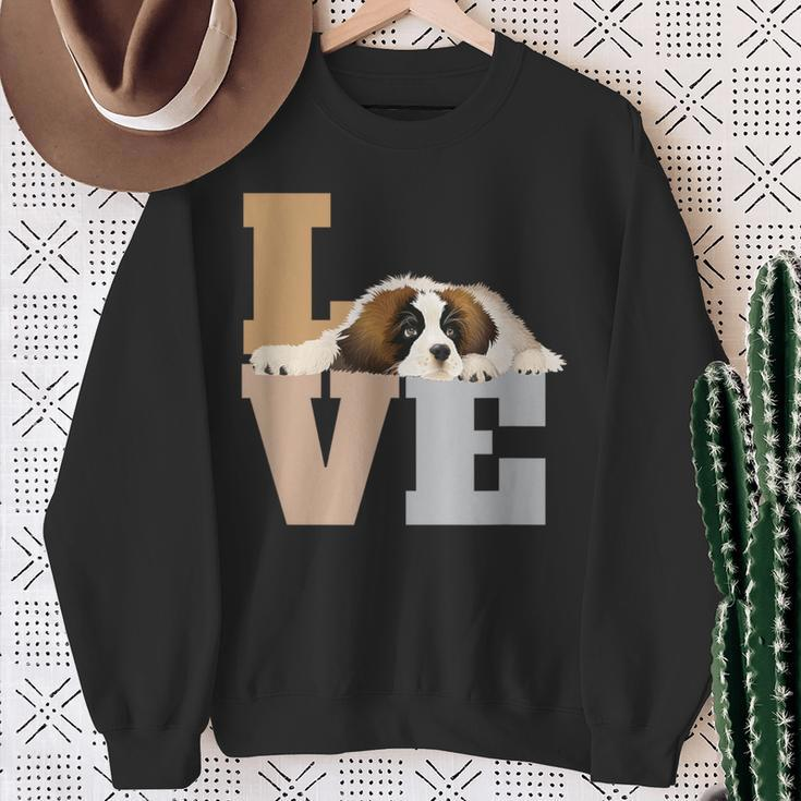 St Bernard Lazy Puppy Dog Slobbers On Word Love Sweatshirt Gifts for Old Women